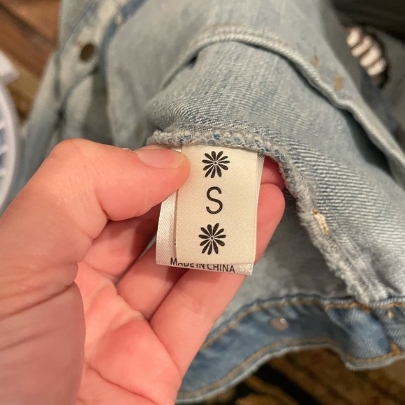 Show Me Your MuMu Light Blue Jean Jacket with Black Accents - Picture 6 of 11